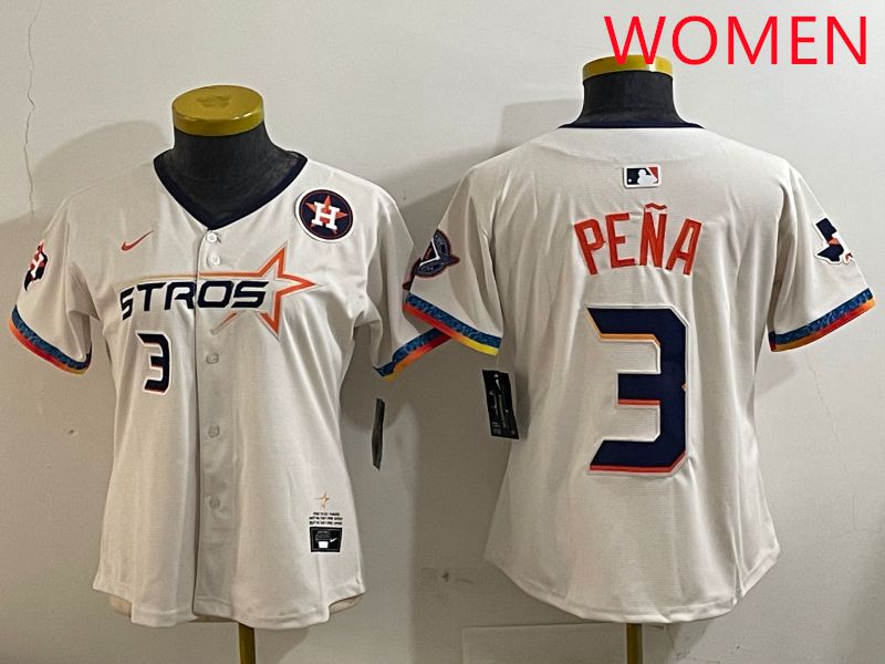 Women Houston Astros 3 Pena Cream Fourth generation Joint Name Nike 2025 MLB Jersey style 5